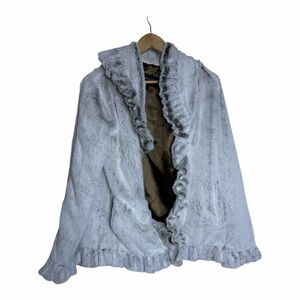 Damsee New York  faux  Fur Ruffled Jacket S